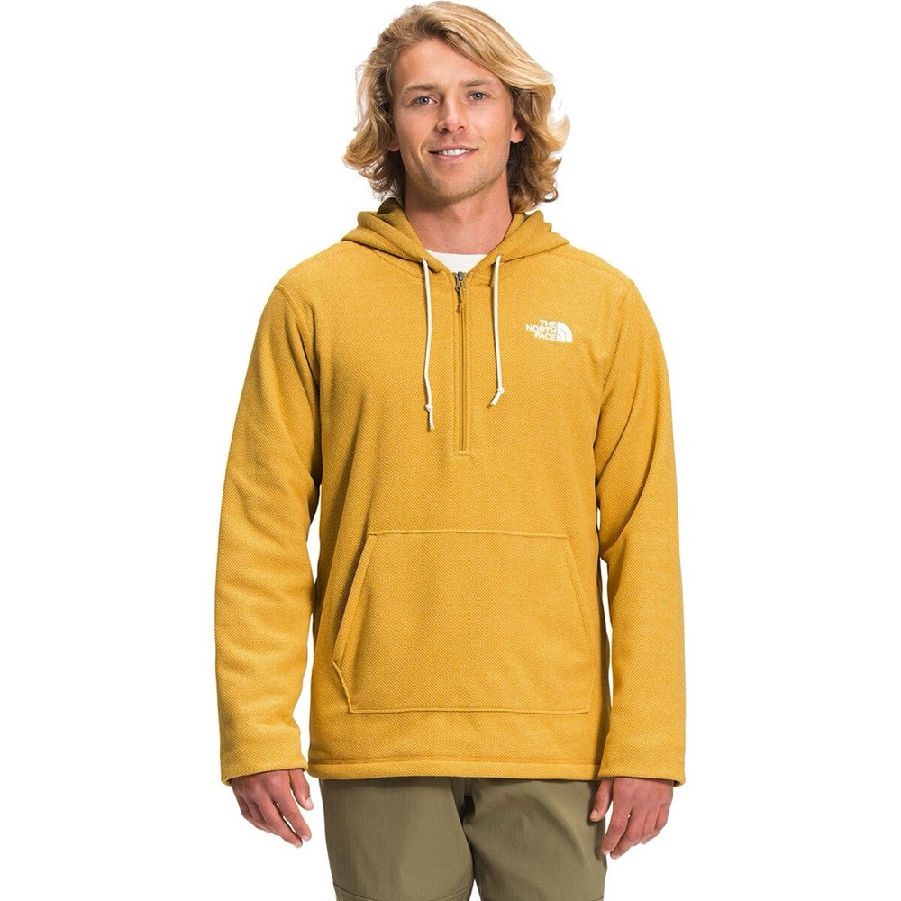 The North Face Mens Textured Cap Rock 1/4 Zip Fleece Hoodie Sweatshirt Yellow XL
